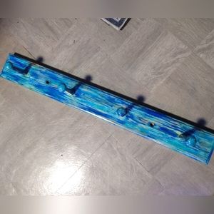 Handmade turquoise blue coat hanger
